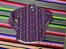 Vintage Wrangler Western Pearl Snap Shirt Men's Sz L XL Aztec Tribal Cowboy
