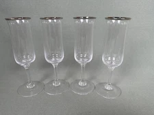 FOUR Lenox DESIRE Champagne Flutes Platinum Trim 7 5/8" 6 fl oz