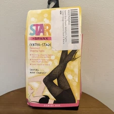 Spanx Star Power Center Stage Size E Patterned Shaping Tights Diamond Daze Black
