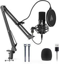 USB Microphone, MAONO 192KHZ/24Bit Plug  Play PC Computer Podcast Condenser Car