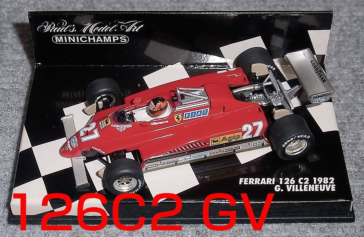 Ferrari 126 C2 1982 G. Villeneuve ミニカー Ferrari 126 C2 GP. USA No. 27 Gilles Villeneuve 1982, Hot