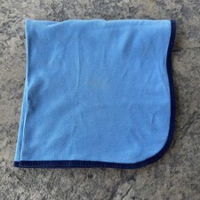 Gerber Blue Waffle Knit Cotton Thermal Baby Blanket Navy Blue Trim 25"x 25"