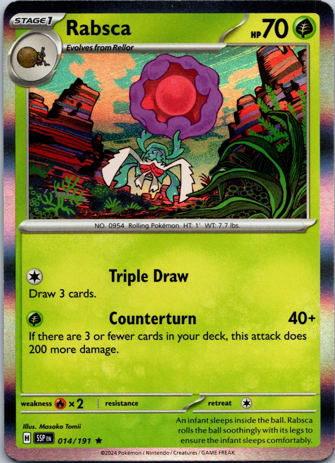 Rabsca Holo Rare SV08: Surging Sparks 014/191 NM