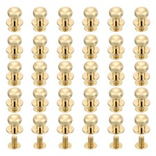 30Pcs 10mm Chicago Screws Round Head Button Leathercraft Rivets, Light Gold