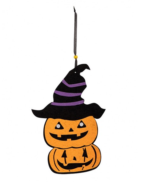 Halloween KüRbis Mit Hexenhut Filzdeko Zum AufhäNgen-image