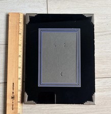 Antique 1930s Art Deco Black Reverse Painted Glass Frame Cobalt Blue Chrome 6x8