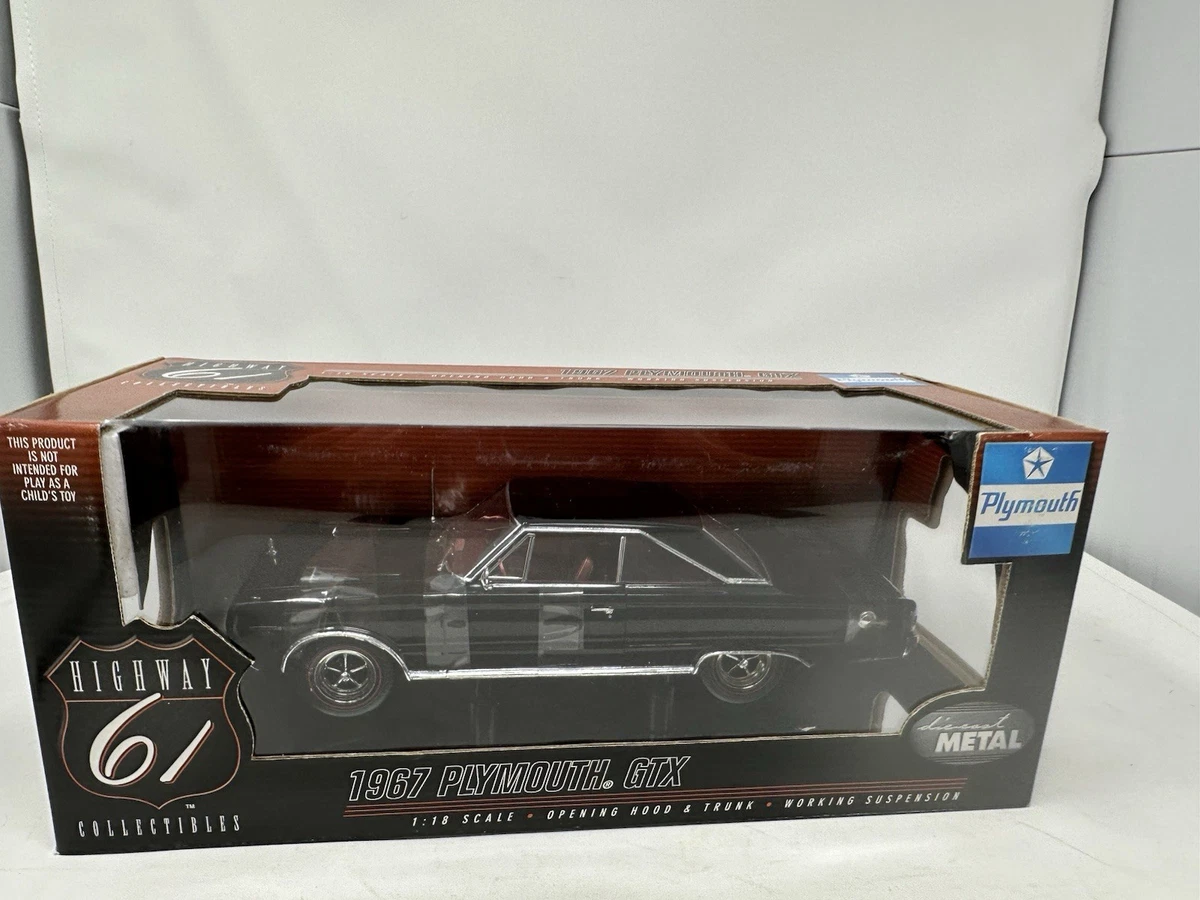 Highway 61 1:18 1967 Plymouth GTX Black Diecast Opening Hood Trunk