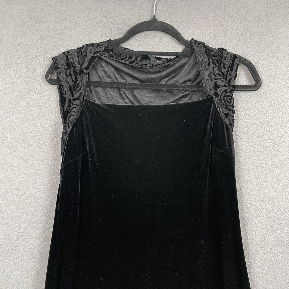 Vestido My Michelle Para Mujer Grande Negro Terciopelo Maxi Manga Gorra Floral Malla Vestido De Colección Foto 2 de 4