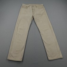 Vintage Levis Jeans Mens 38x32 Beige Denim 501 Button Fly Straight Leg 90s USA