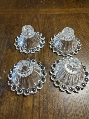 Anchor Hocking,Berwick Boopie Vintage Clear Glass Candlestick Holder Set Of 4