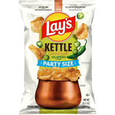 Lay s Jalapeno Kettle Cooked Potato Chips Party Size Bag, 12.5 oz