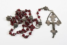 O36D07- Stary różaniec XVIII w. częściowo srebrny 