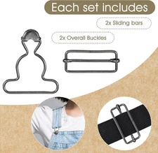 2pairs Overall Buckles Replacement Adjustable Jean Overalls No-sew Button Bib Cl