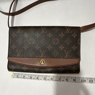 Louis Vuitton Monogram Shoulder Bag Logo Accents Gold Hardware Snap Brown
