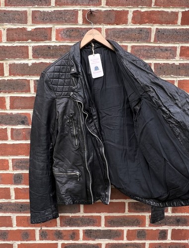 All Saints Mens REPLICA Leather Biker Jacket Large Moto Bomber Rock 4 - Picture 4 of 20
