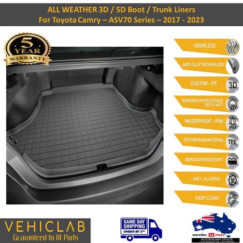 3D/5D TPE All Weather Car Boot Liner mat for Toyota Camry HYBRID XV70- 2017-2024