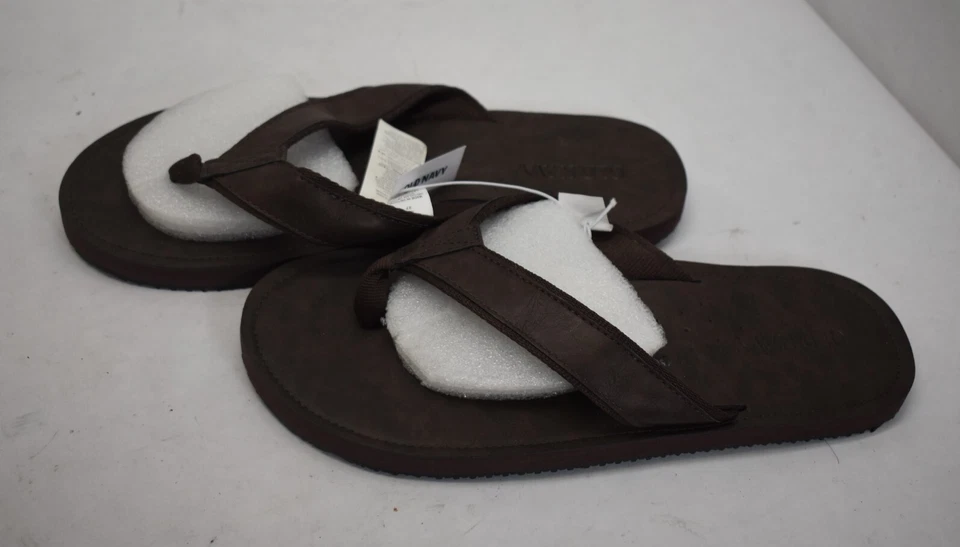 Old Navy Faux Leather Brown Flip Flops Sandals Slip On Thong Sandals Mens Sz 8/9 - Image 4 of 4