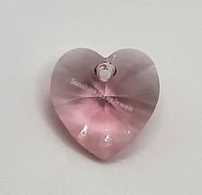 Swarovski Crystal Light Rose Heart 6228 Pendant; 10mm 2pc or 14mm