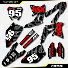 Black & Red Fierce Graphics Decal Kit fits Suzuki RMZ450 08-17 RMZ 450 