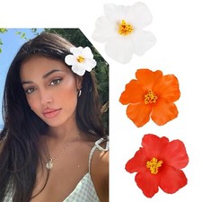 3Pcs Hawaiian Flower Hair Clips for Women Plumeria Hibiscus Hair Clip 3.5 Inc...