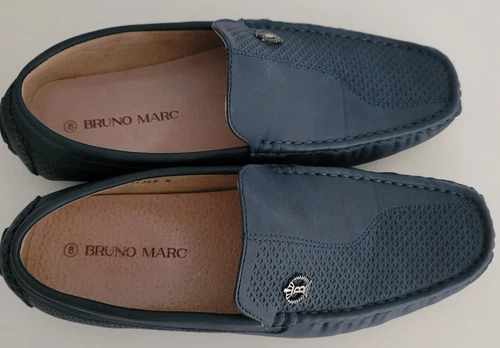Bruno Marc Men's Driving Penny Loafers On Flat Moccasins Shoes Size 8 NAVY