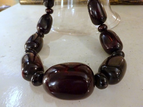 Lacquer Beads Necklace Large Monumental Quality Oriental - Picture 4 of 7