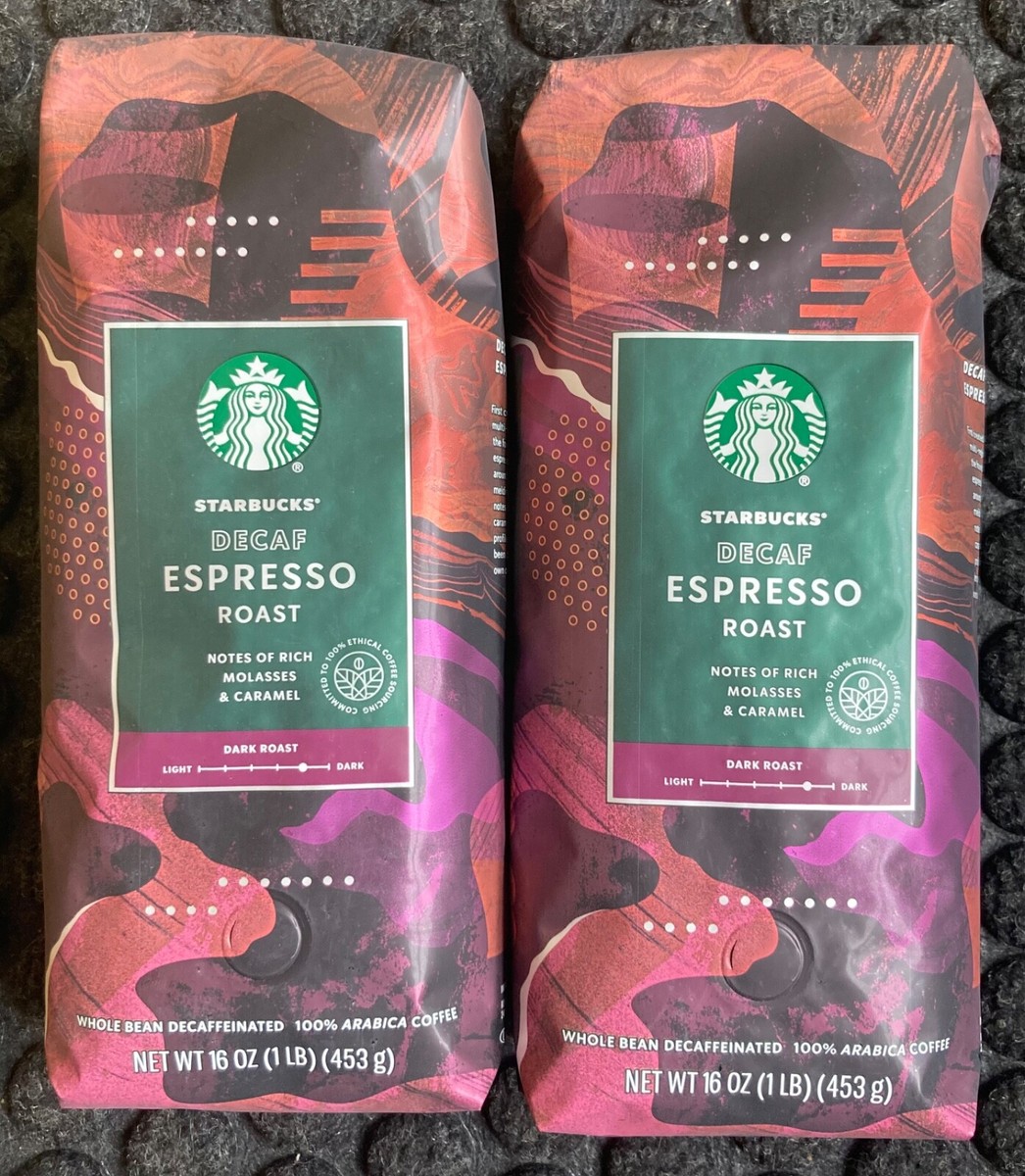 2 lbs. STARBUCKS Decaf ESPRESSO ROAST Whole Bean Coffee - BB Dec