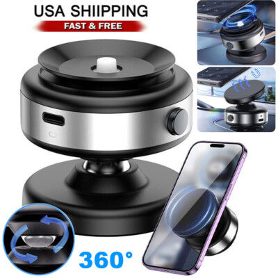 Electric Vacuum Magnetic Suction Cup Car Phone Holder Stand Mount 360° Rotation