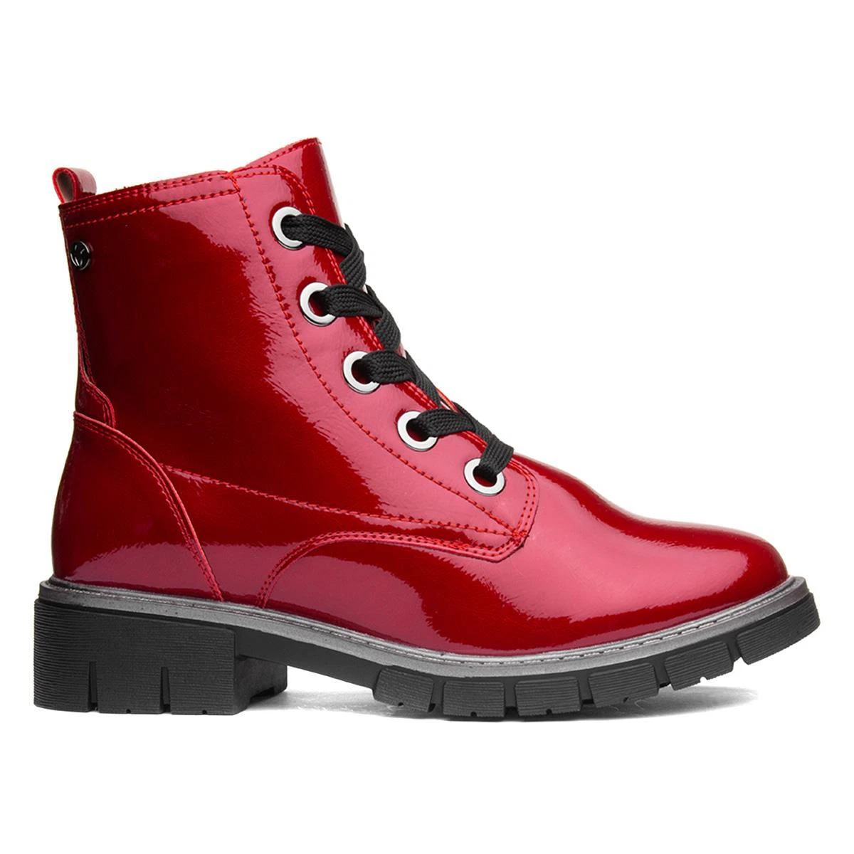 Red lace up ankle boots cheap