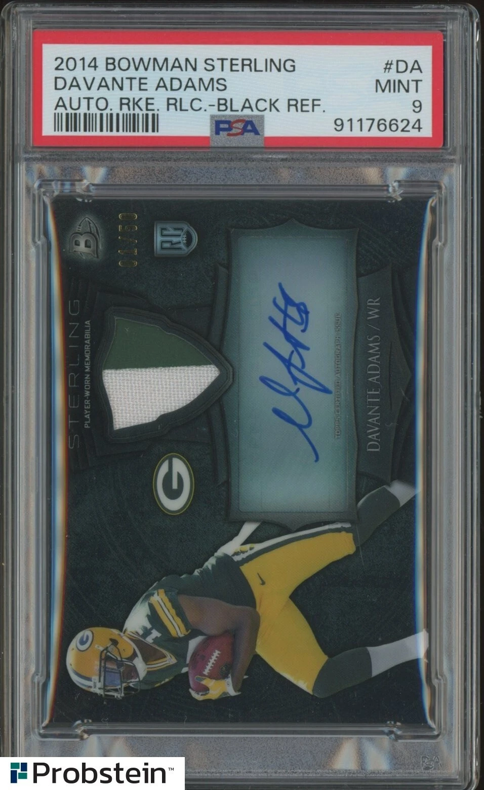 Davante Adams Bowman Sterling Autograph Rookie Relics #DA Black Refractor