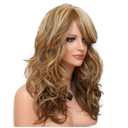 Parrucca donna pop go*lden bionda resistente al calore lunga riccia ondulata volume intero capelli - Foto 11 di 17