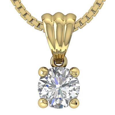 Solitaire Pendant Necklace I1 H 0.70 Ct Round Cut Diamond 14K Solid Yellow Gold