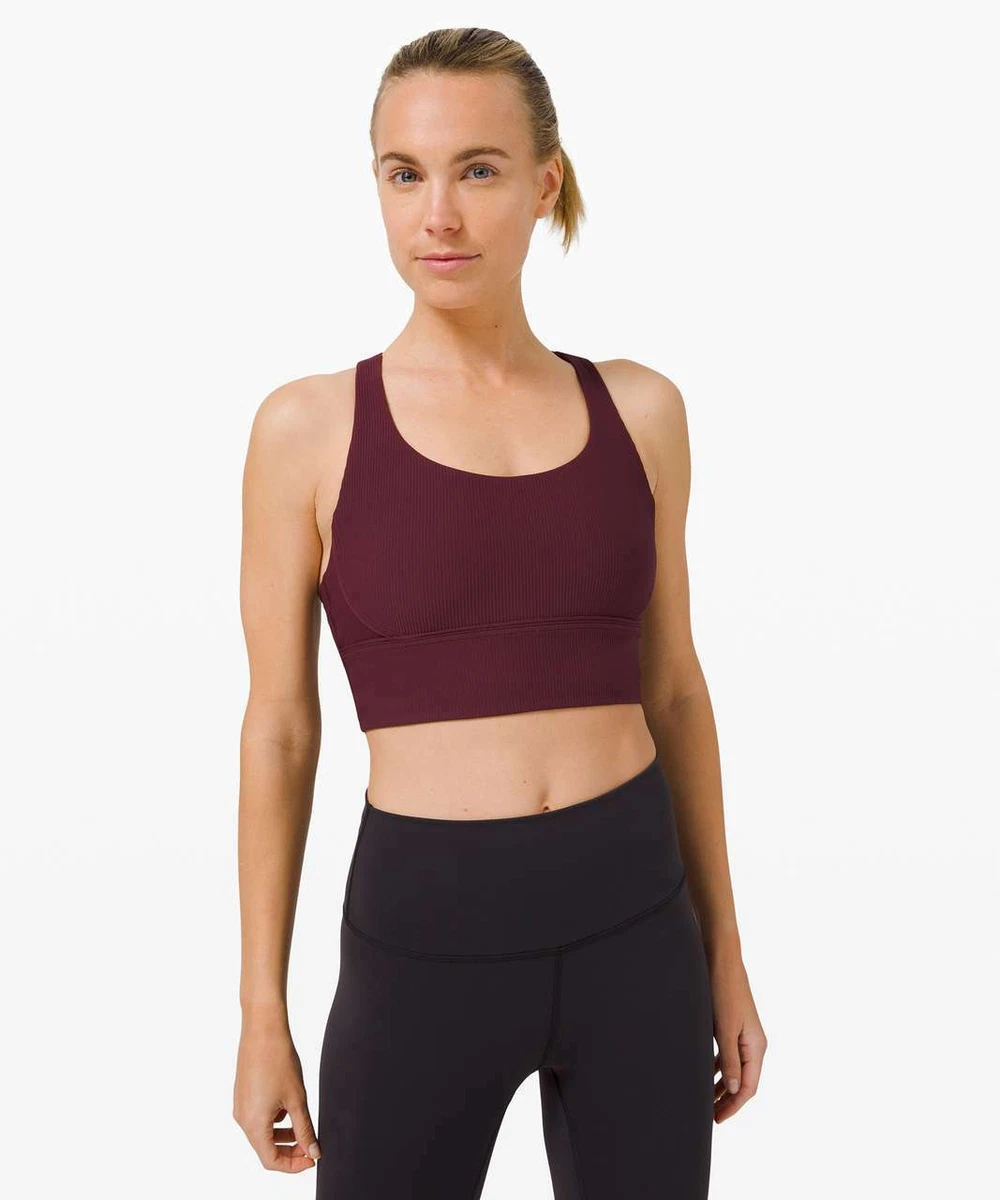 NWT Lululemon Energy Bra Long Line Ribbed~SIZE:4~Cassis