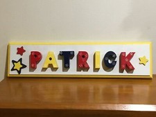 Wood Wall Plaque "Patrick" Personalized Nursery Baby Kids Name Art Sign Decor