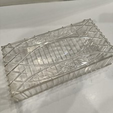 Vintage Acrylic Tissue Box Holder Floral Diamond Striped Design.