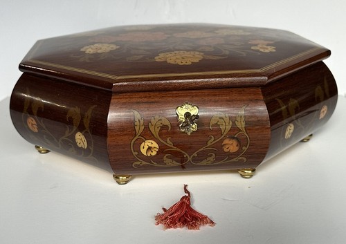 Sorrento Italy Wood Inlay Musical Jewelry Box 2 Layers, large - 第 7/24 張圖片