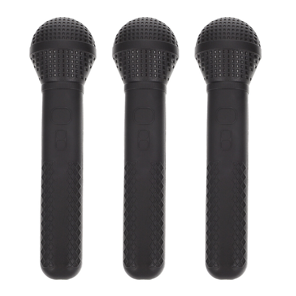 3 Pcs Prop Microphone Pretend for Kids Simulation Black Color Child