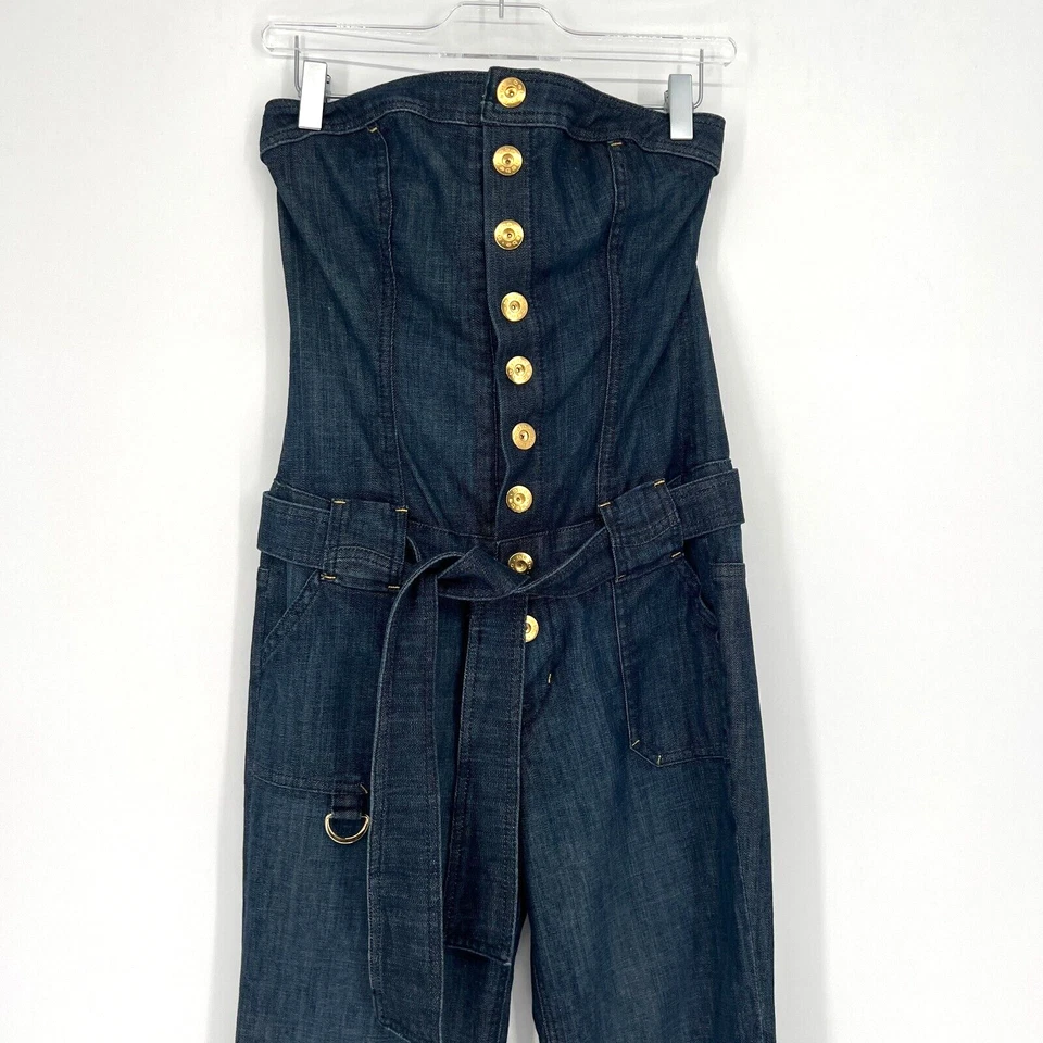 Mono De Colección BEBE Mujer 28 Denim Y2K Sin Tirantes Jean Bootcut Años 90 Hip Hop Foto 2 de 4