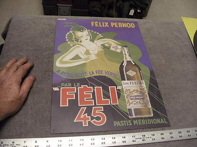  Felix Pernod Lou Feli 45 Pastis Meri  Liquor Sign By Raymond Ducatez  12''x16.5''