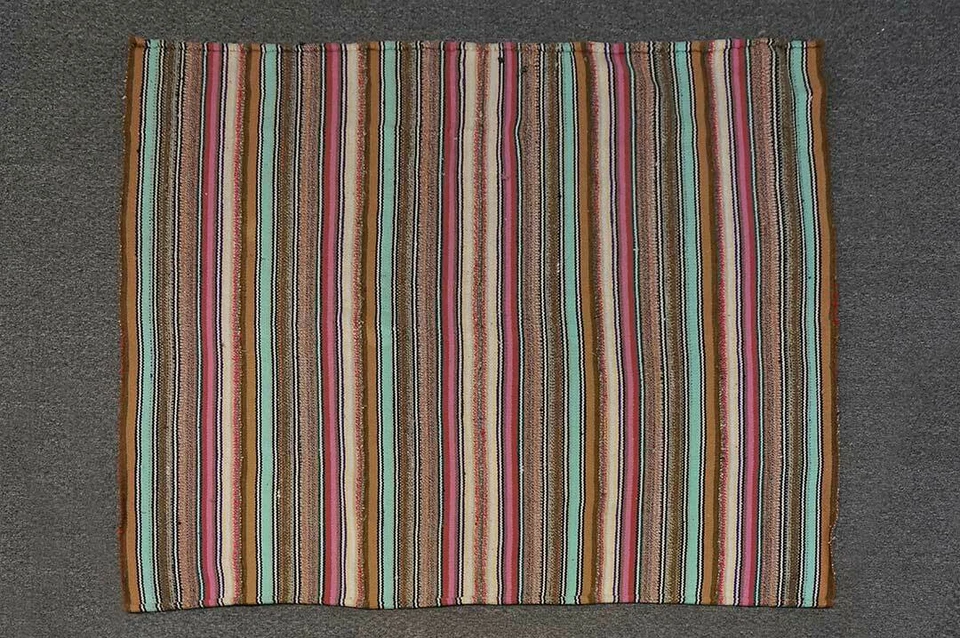 5x5 Vintage Traditional Flat Tribal Wool Kilim Handmade Oriental Area Rug Carpet - Image 2 of 4