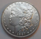 1887 P Morgan Silver Dollar,  (87PET1) FREE SHIPPING