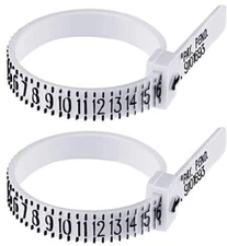 2-Pack Ring Sizer Measure Tool Gauge Plastic Finger Sizing Finder Reusable 1-17