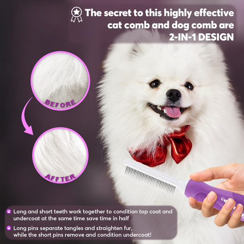 Grooming Comb for Dogs and Cats with Matted Hair Detangling Pet Comb with Long - Picture 4 of 7