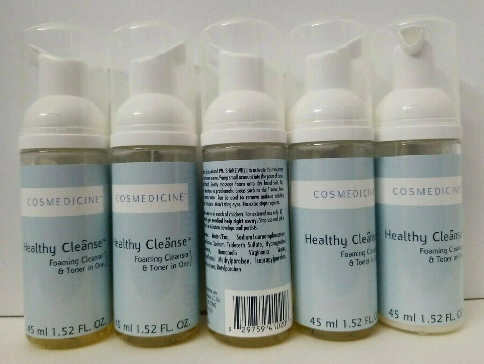 Paquete de 5 limpiadores y tónicos en espuma COSMEDICINE Healthy Cleanse en uno 1,52 oz ea SIN CAJA Foto 2 de 3