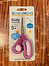 School Works Kids Scissors Pointed Tip School Supply Squish Handle Purple 5 In