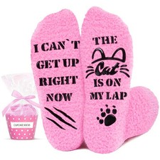 Biswitif Warm Fuzzy Cat Slipper Socks for Cat Lover  Birthday Non Slip Warm H...