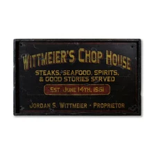 Custom Distressed Chop House Proprietor Sign -Rustic Hand Made Wooden