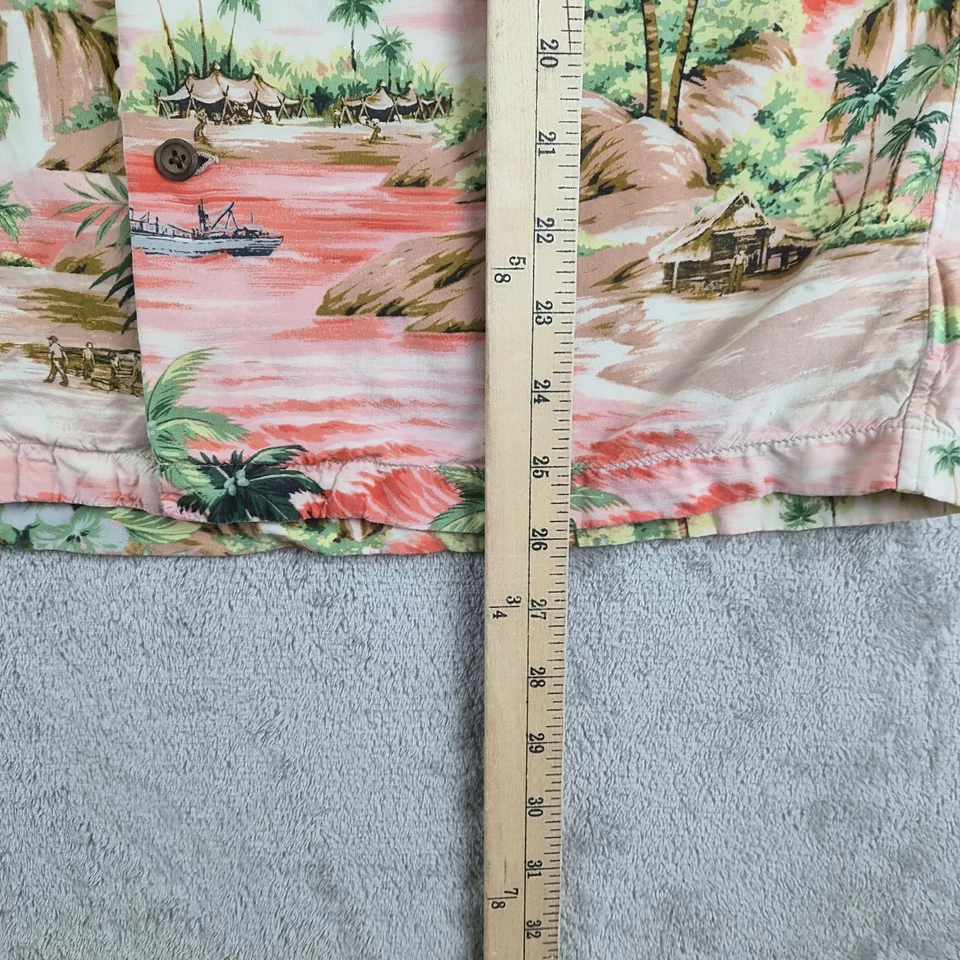 Camisa de campamento RRL Ralph Lauren rosa tropical palmera a medida isla hawaiana Aloha Foto 4 de 4