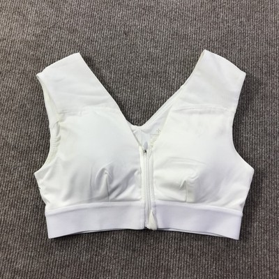 Tommie Copper Bra Womens Small White Zip Front Shoulder Support Copper Infused