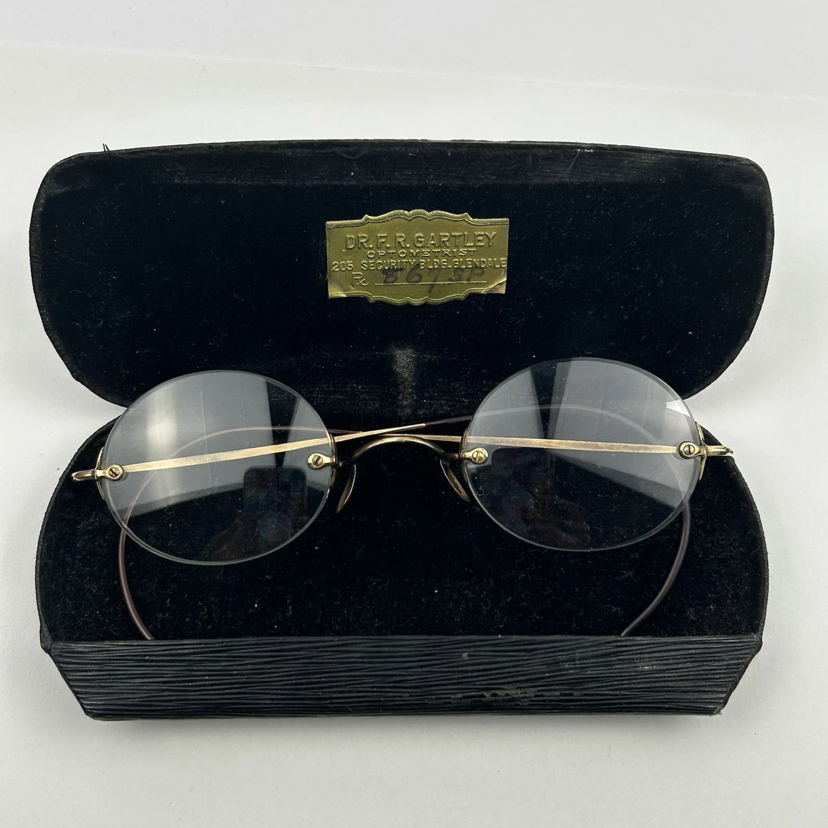 ANTIQUE VINTAGE 1920\'s EYEGLASSES COC 1/10 12 KGF Gold filled semi rimless USED Antique ARTCRAFT Gold-filled Rimless Eyeglasses | 1/10 12K  main image 4